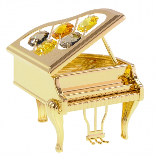 Zebra Music piano miniature, gold-plated, with Svarowski crystals