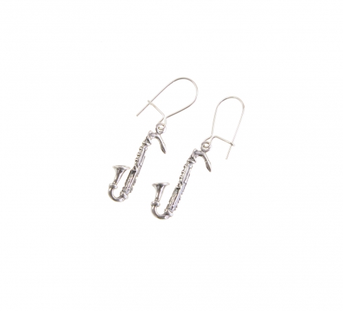 Zebra Music B032 Saxophone Earrings, silver 