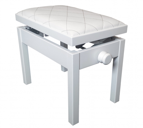 MStar Sonata seat for pianist, white matt, white vinyl upholstery