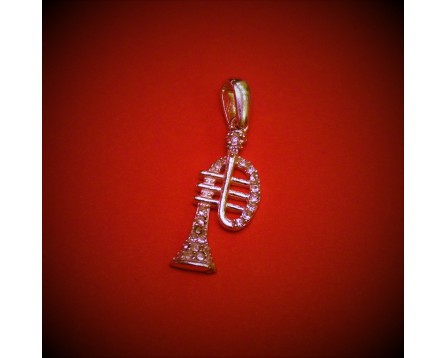 Zebra Music silver pendant, trumpet motive   