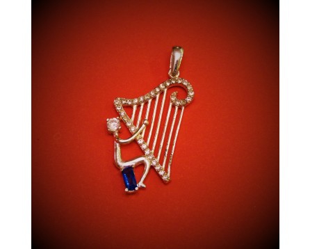 Zebra Music silver pendant, harp motive   