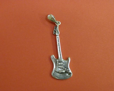 Zebra Music silver pendant, electric guitar motive  