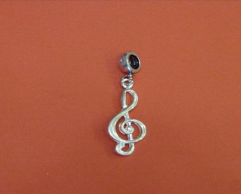 Zebra Music silver pendant, treble clef motive