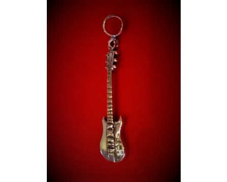Zebra Music silver pendant, SG electric guitar motive  