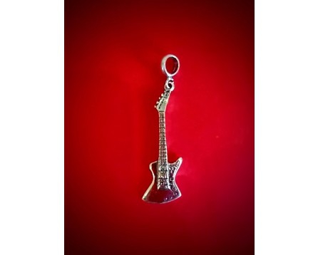 Zebra Music silver pendant, Explorer electric guitar motive 