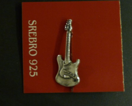 Zebra Music Electric Guitar brooch, silver