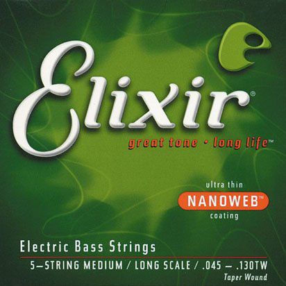 Elixir 14087 Nanoweb Coated Extra Long Scale Bass Guitar Strings (45-105)