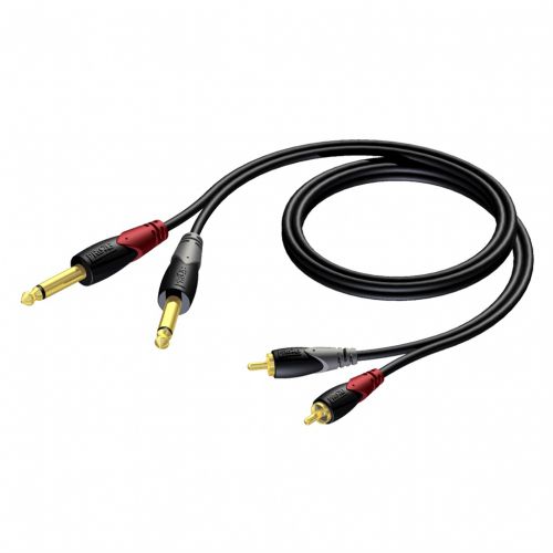 Procab CLA631/1.5 – 2x RCA/Cinch Male to 2x Jack Male Cable (1.5 m)