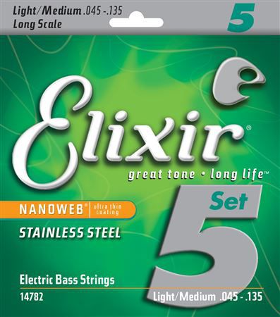 Elixir 14782 NW stainless steel bass guitar strings 45-135