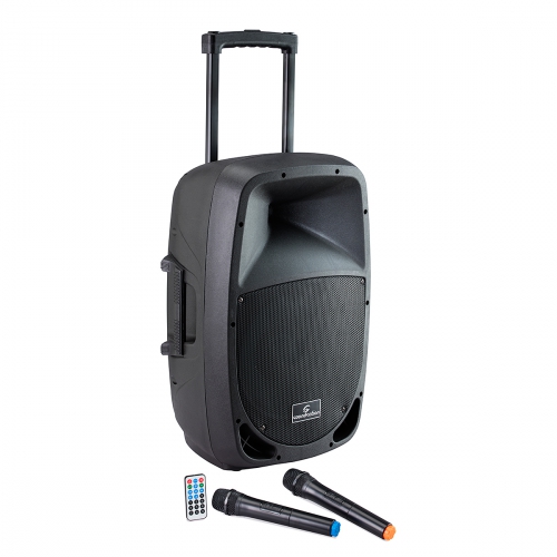 Soundsation GO-SOUND 15AMW Battery-Powered Portable 2-Way Active Speaker with Trolley and MP3/Bluetooth player