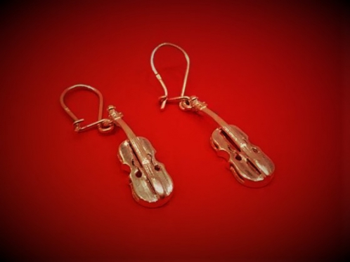Zebra Music B066 Violin Earrings, silver  