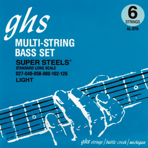 GHS Super Steels - Bass String Set, 6-String, Medium Light, .027-.126, High C