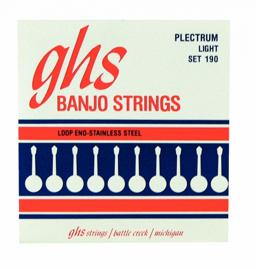 GHS Plectrum - Banjo String Set, 4-String, Loop End, Light, .011-.026, for Plectrum Playing