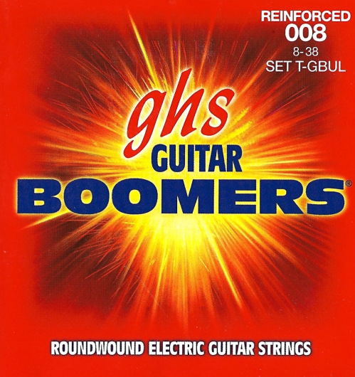 GHS Reinforced Guitar Boomers - Electric Guitar String Set, Ultra Light, .008-.038, for Vibrato Systems