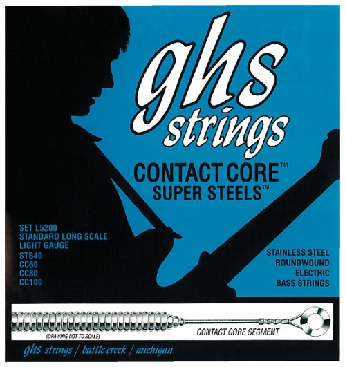 GHS Contact Core Super Steels - Bass String Set, 4-String, Light, .040-.100
