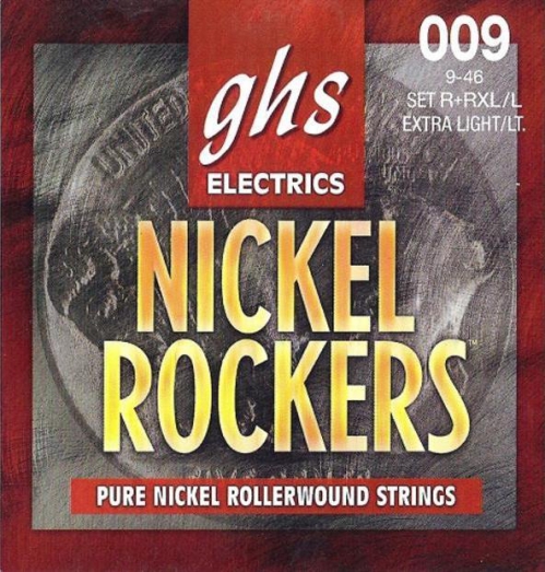 GHS NICKEL ROCKERS - Electric Guitar String Set, Extra Light-Light, .009-.046, Rollerwound