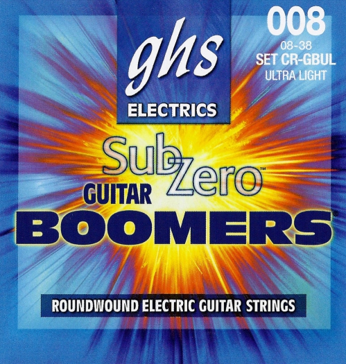 GHS Sub Zero Boomers - Electric Guitar String Set, Ultra Light, .008-.038