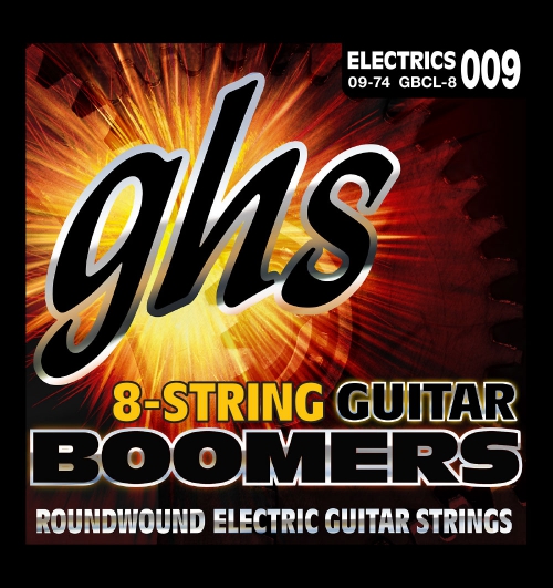 GHS Guitar Boomers - Electric Guitar String Set, 8-String, Custom Light, .009-.074