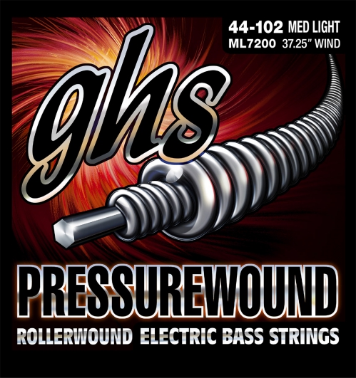GHS Pressurewound - Bass String Set, 4-String, Medium Light, .044-.102 GHS Pressurewound - Bass String Set, 4-String, Medium Light, .044-.102