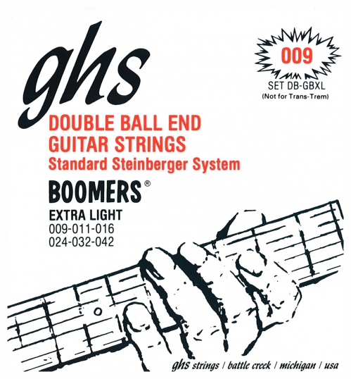 GHS Double Ball End Boomers - Electric Guitar String Set, Extra Light, .009-.042, Double Ball