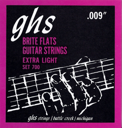 GHS Brite Flats - Electric Guitar String Set, Extra Light, .009-.042