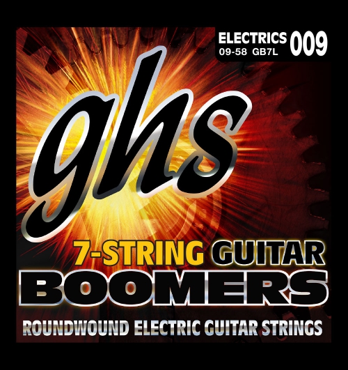 GHS Guitar Boomers - Electric Guitar String Set, 7-String, Light, .009-.058