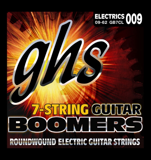 GHS Guitar Boomers - Electric Guitar String Set, 7-String, Custom Light, .009-.062