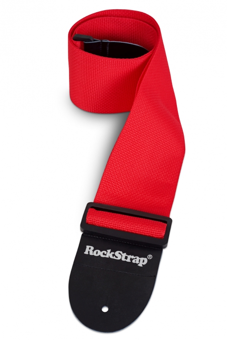 RockStrap Bass Strap - Plain Red - Nylon, red, 80 mm wide