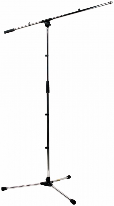 RockStand Microphone Stand - 150 cm, Standard Tri-pod with Boom and Cable Clips, Nickel