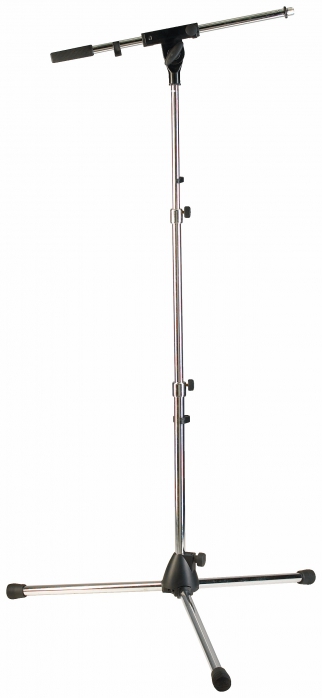 RockStand Microphone Stand,  125 cm, Solid Tri-Pod with Boom and Cable Clips, Nickel