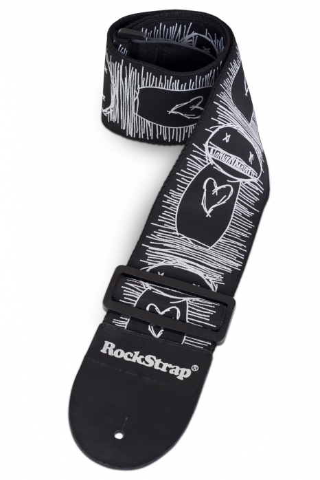 RockStrap Bass Strap - Heart - Nylon, black, 80 mm wide