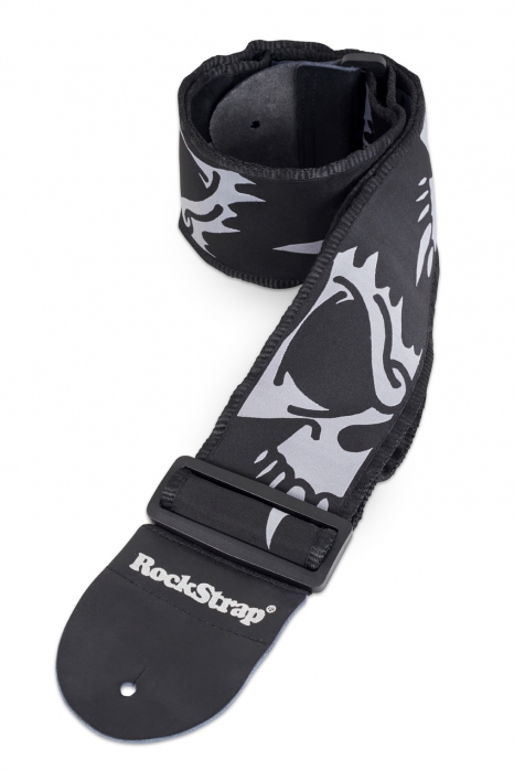 RockStrap Bass Strap - Skull - Nylon, black, 80 mm wide