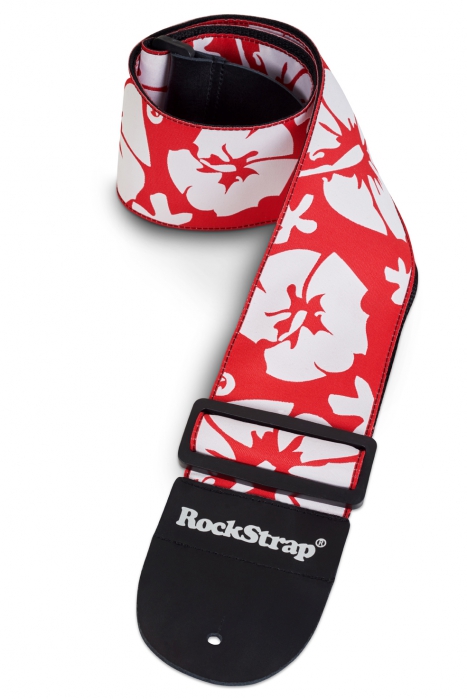 RockStrap Bass Strap - Red Hibiscus Nylon, black, 80 mm wide