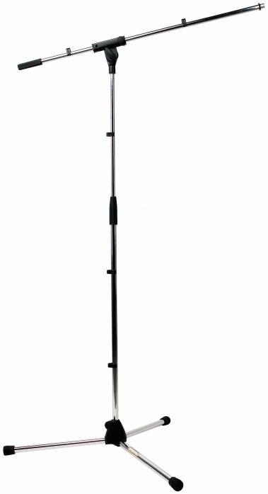 RockStand Microphone Stand - 157 cm, Solid Base Tri-pod with Boom and Cable Clips, Nickel