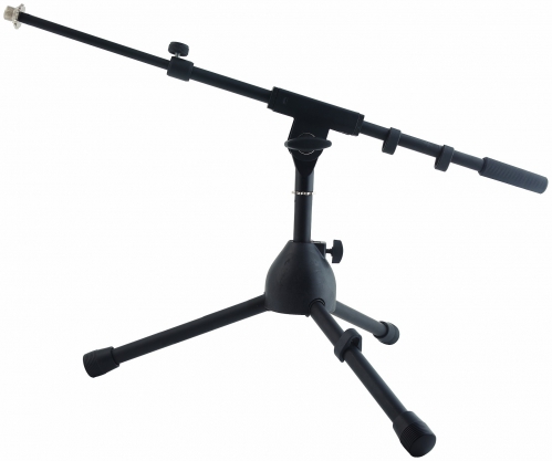 RockStand Microphone Stand,  30 cm, Solid Tri-Pod with Telescopic Boom and Cable Clips, Black