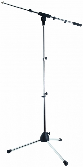 RockStand Microphone Stand,  125 cm, Solid Tri-Pod with Telescopic Boom and Cable Clips, Nickel