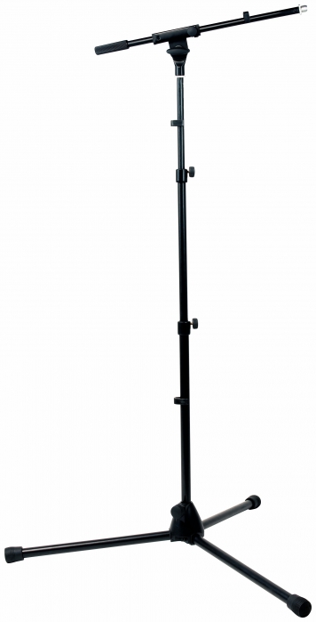 RockStand Microphone Stand,  125 cm, Solid Tri-Pod with Boom and Cable Clips, Black