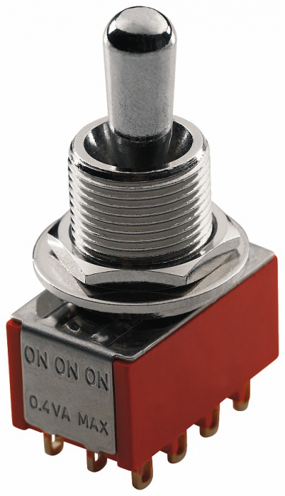 3-way maxi toggle switch chrome ON - ON - ON 4PDT