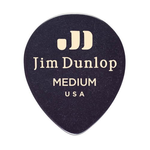 Dunlop Genuine Celluloid Teardrop Picks, Refill Pack, black, medium