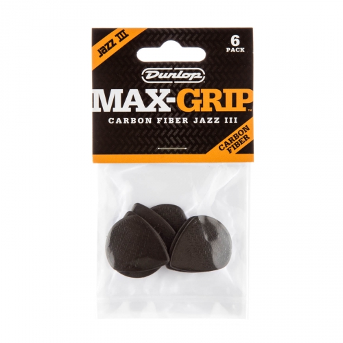 Dunlop Carbon Fiber Max Grip Jazz III Picks, 1.38 mm Dunlop Carbon Fiber Max Grip Jazz III Picks, 1.38 mm