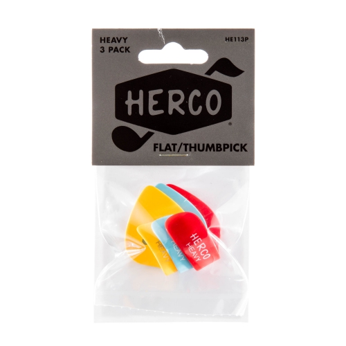 Herco HE113P Flat Thumbpicks, Heavy, 3/Player′s Pack 