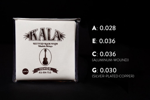 Kala Rectified Black Nylon, Tenor Low G struny do ukulele