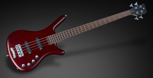 RockBass Corvette Basic 4-String, Burgundy Red Transparent Satin, Fretted bass guitar