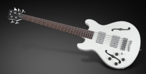 RockBass Star Bass 5-str. Solid Creme White High Polish, Fretted - Long Scale - Lefthand bass guitar