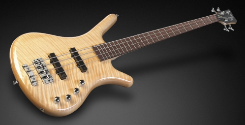 RockBass Corvette Premium 4-String, Natural Transparent High Polish, Active, Fretted bass guitar