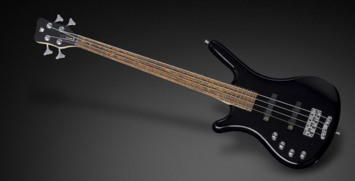 RockBass Corvette Basic 4-String, Black Solid High Polish, Active, Fretted, Lefthand, Short Scale bass guitar