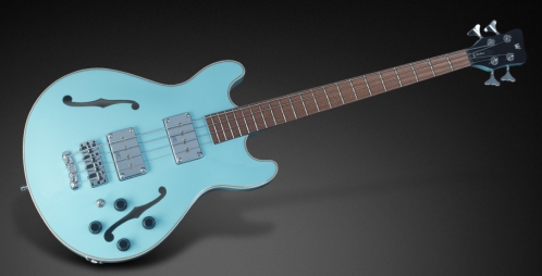 RockBass Star Bass 4-String, Solid Daphne Blue High Polish, Fretted - Medium Scale bass guitar