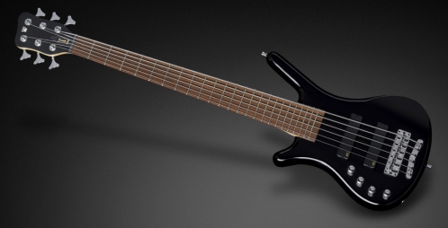 RockBass Corvette Basic 6-String, Black Solid High Polish, Active, Fretted, Lefthand bass guitar