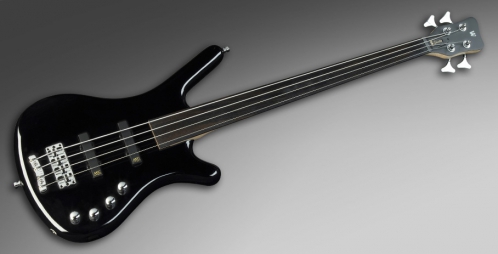 RockBass Corvette Basic 4-String, Solid Black High Polish, Fretless - Medium Scale bass guitar