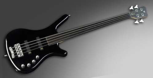 RockBass Corvette Basic 4-String, Nirvana Black Transparent Satin, Fretless bass guitar